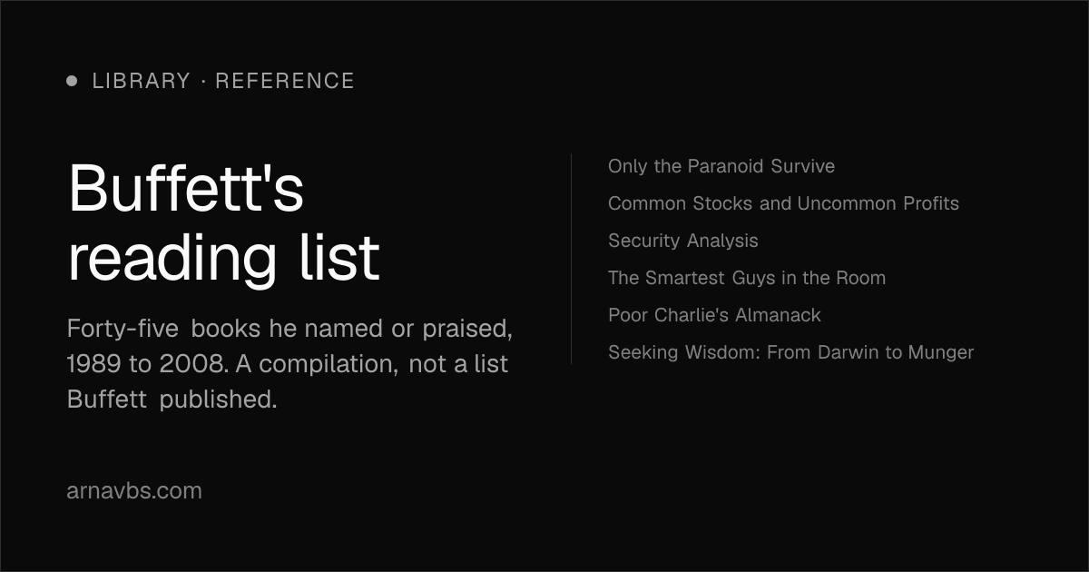 Warren Buffett's reading list, 1989 onward