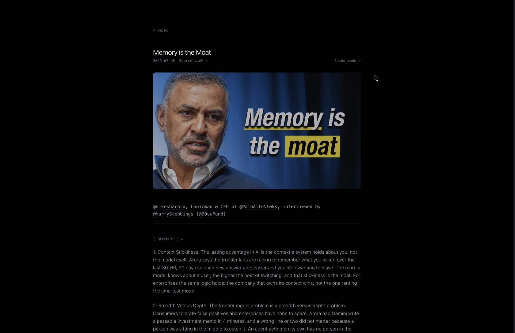 A live article with the focus mode entry link, before Focus Reader takes over